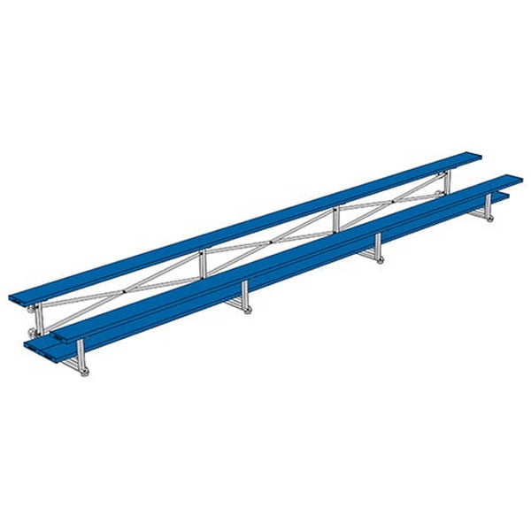 Bleacher - 21 ft. (2 Row - Double Foot Plank) - Tip & Roll Royal Blue