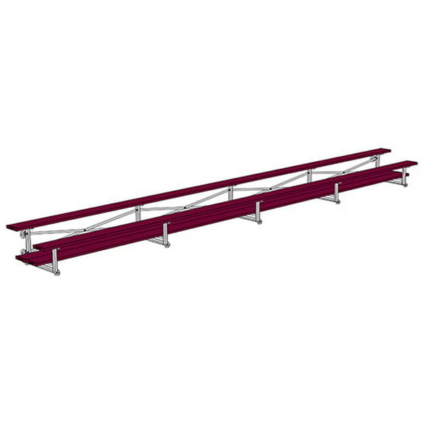Bleacher - 27 ft. (2 Row - Double Foot Plank) - Tip & Roll Maroon