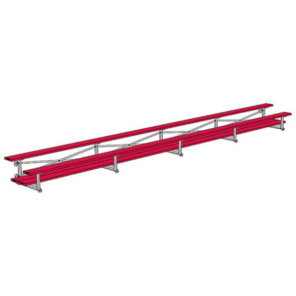 Bleacher - 27 ft. (2 Row - Double Foot Plank) - Tip & Roll Red