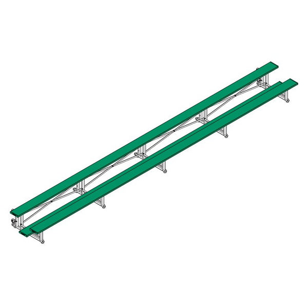 Bleacher - 27 ft. (2 Row - Single Foot Plank) - Tip & Roll Kelly Green