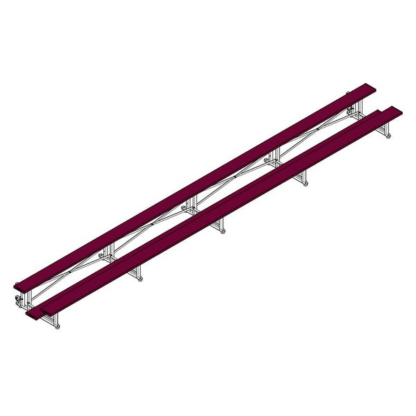 Bleacher - 27 ft. (2 Row - Single Foot Plank) - Tip & Roll Maroon