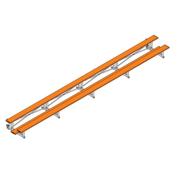 Bleacher - 27 ft. (2 Row - Single Foot Plank) - Tip & Roll Orange