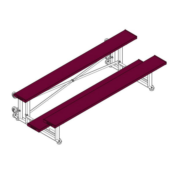 Bleacher - 7-1/2 ft. (2 Row - Single Foot Plank) - Tip & Roll Maroon