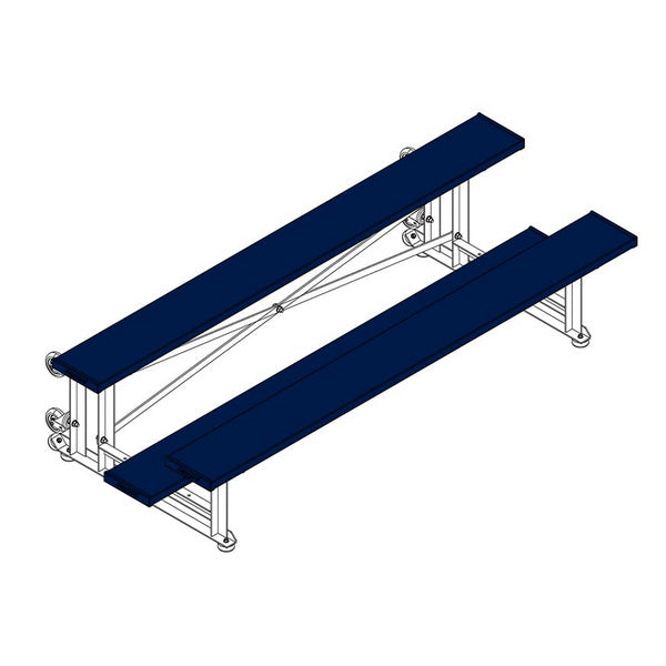 Bleacher - 7-1/2 ft. (2 Row - Single Foot Plank) - Tip & Roll Navy Blue