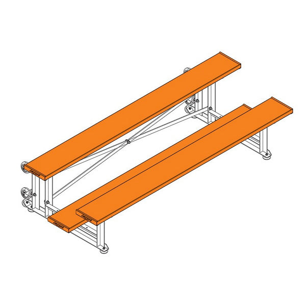 Bleacher - 7-1/2 ft. (2 Row - Single Foot Plank) - Tip & Roll Orange