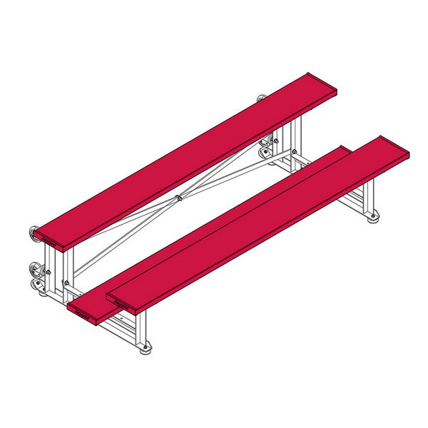 Bleacher - 7-1/2 ft. (2 Row - Single Foot Plank) - Tip & Roll Red