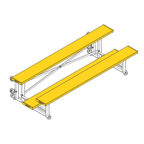 Bleacher - 7-1/2 ft. (2 Row - Single Foot Plank) - Tip & Roll Yellow