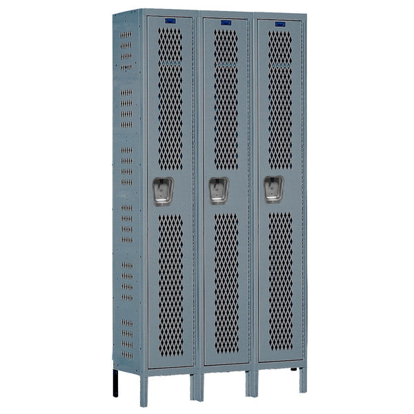 Hallowell Heavy-Duty Ventilated (HDV) Three-Wide Single-Tier Lockers - Assembled Dark Gray