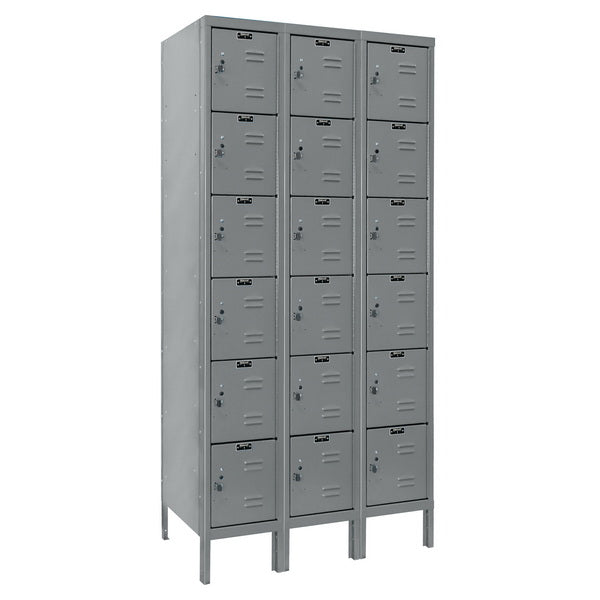Hallowell Premium Three-Wide Six-Tier Lockers - Assembled Dark Gray