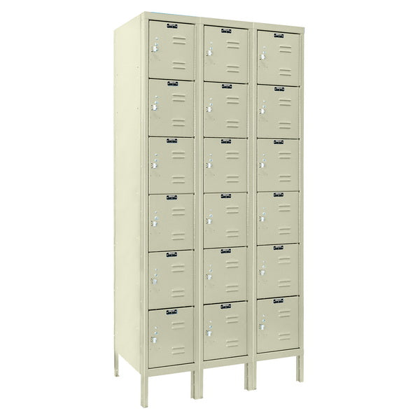 Hallowell Premium Three-Wide Six-Tier Lockers - Assembled Tan