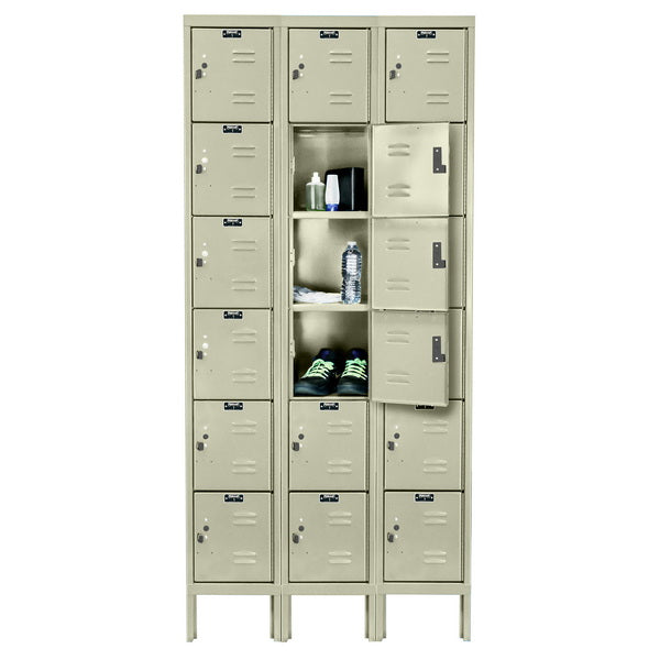 Hallowell Premium Three-Wide Six-Tier Lockers - Assembled
