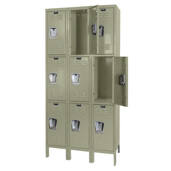Hallowell Premium Three-Wide Triple-Tier Lockers - Assembled