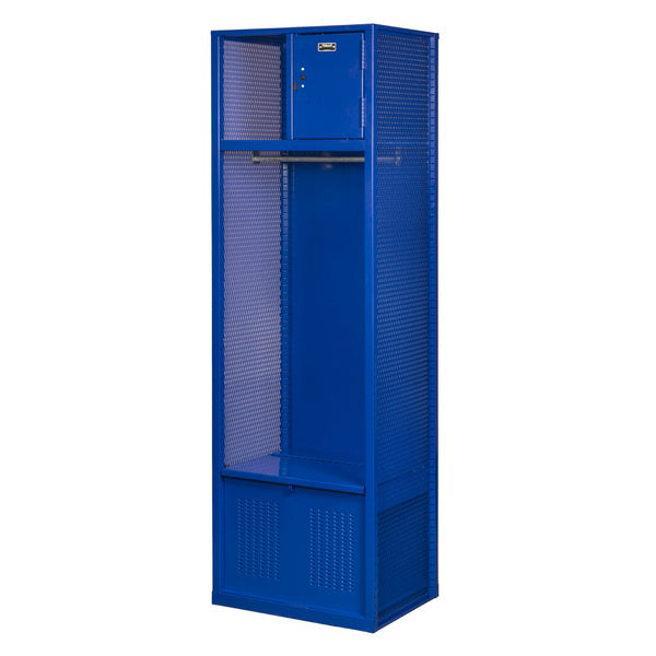 Hallowell Welded Sport Locker Open Front 1-Wide Welded With Security Box & Foot Locker Blue