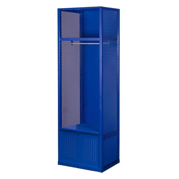 Hallowell Welded Sport Locker Open Front 1-Wide Welded With Top Shelf and Foot Locker Blue