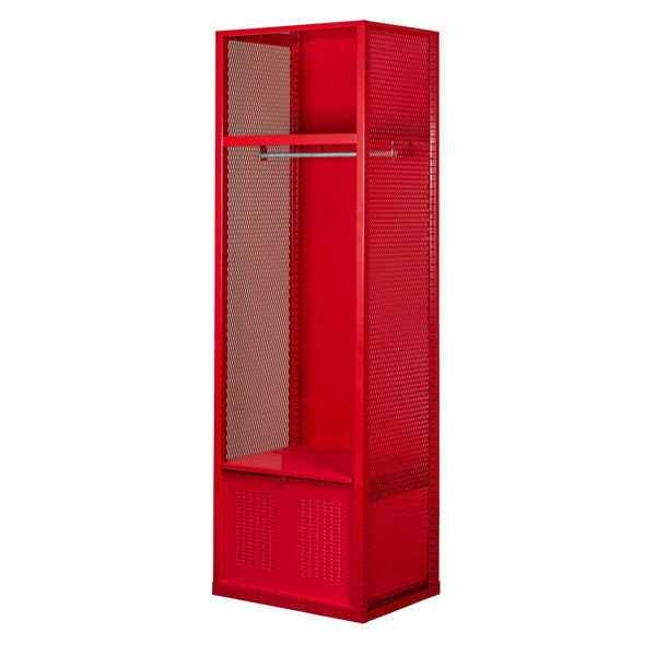 Hallowell Welded Sport Locker Open Front 1-Wide Welded With Top Shelf and Foot Locker Red