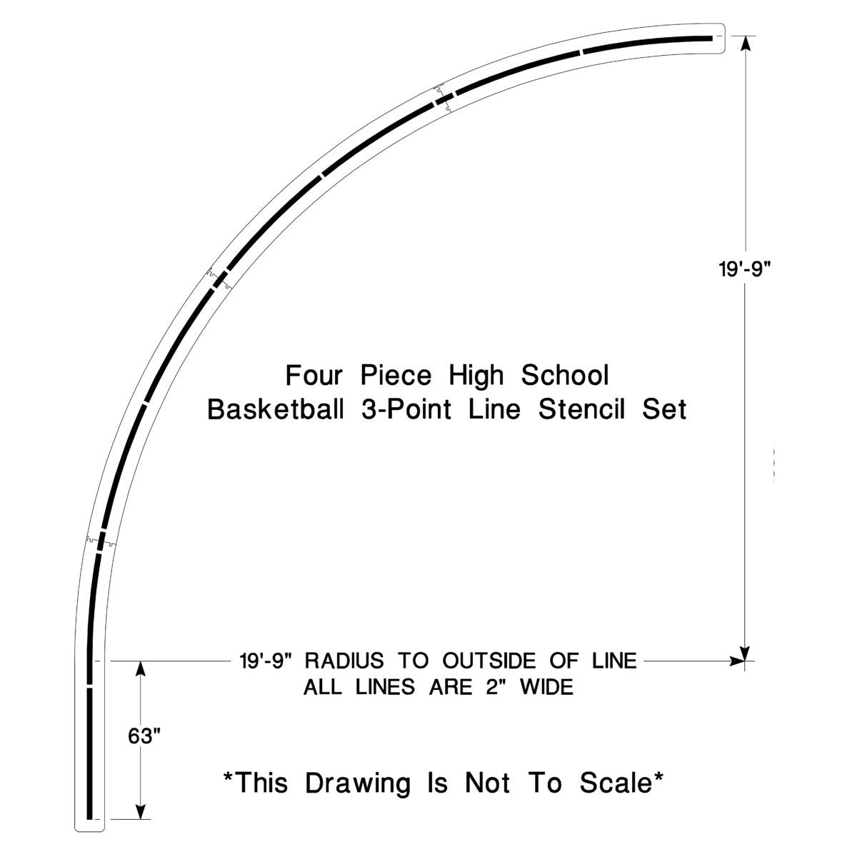 Newstripe High School Basketball 3-point Line Stencil