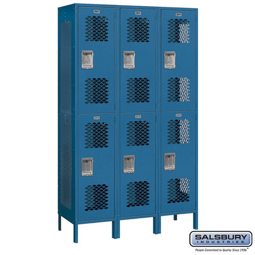 Salsbury 15" Wide Double Tier Vented Metal Locker - 3 Wide