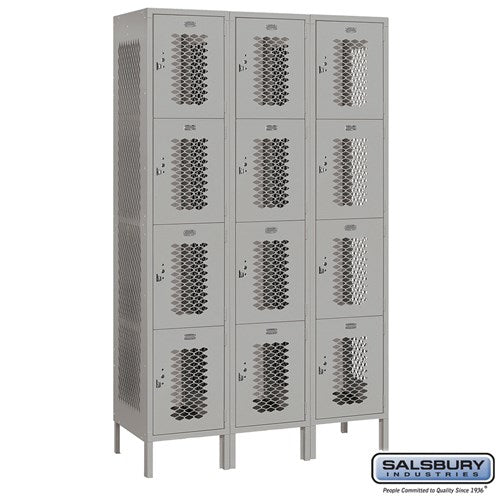 Salsbury 15" Wide Four Tier Vented Metal Locker - 3 Wide