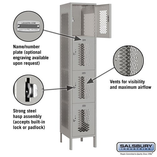 Salsbury 15" Wide Four Tier Vented Metal Locker - 1 Wide