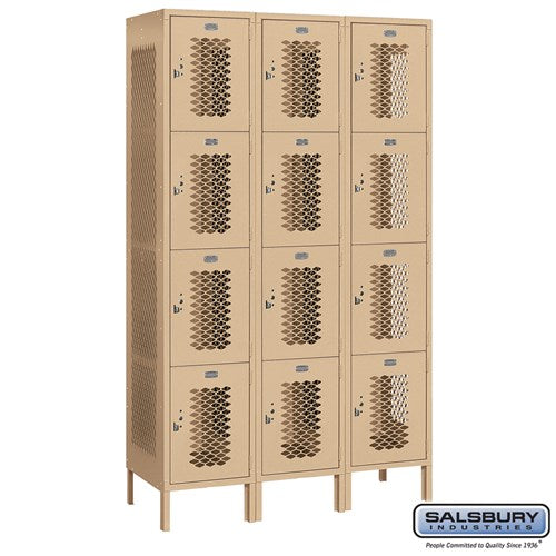 Salsbury 15" Wide Four Tier Vented Metal Locker - 3 Wide