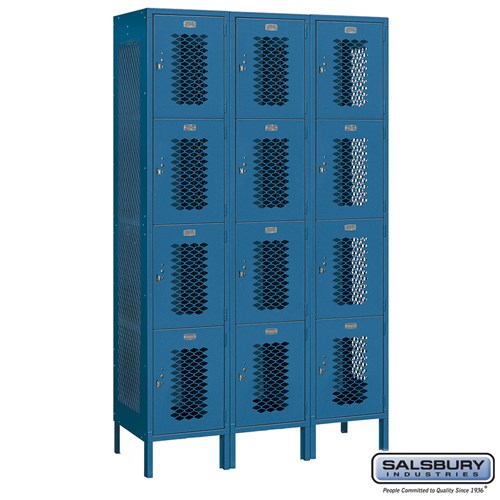 Salsbury 15" Wide Four Tier Vented Metal Locker - 3 Wide