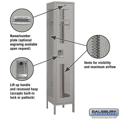Salsbury 15" Wide Single Tier Vented Metal Locker - 1 Wide