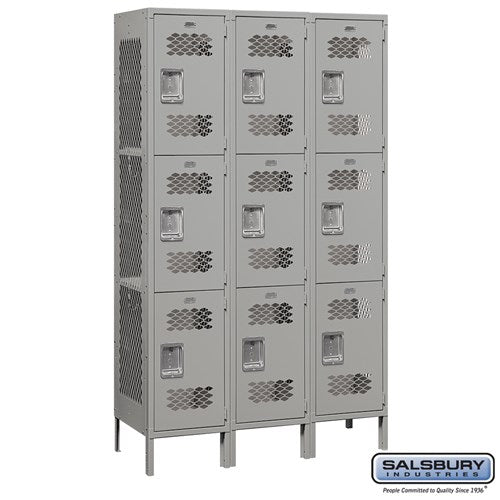 Salsbury 15" Wide Triple Tier Vented Metal Locker - 3 Wide