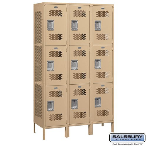 Salsbury 15" Wide Triple Tier Vented Metal Locker - 3 Wide