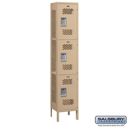 Salsbury 15" Wide Triple Tier Vented Metal Locker - 1 Wide