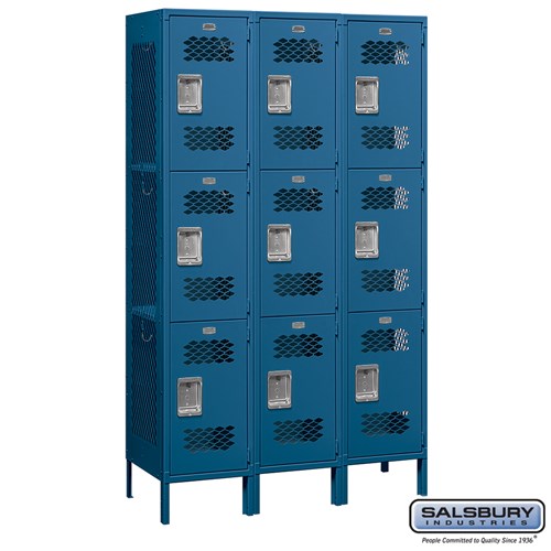 Salsbury 15" Wide Triple Tier Vented Metal Locker - 3 Wide