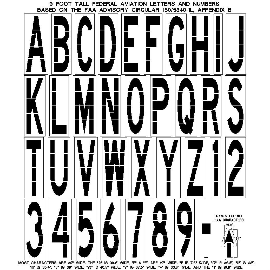 Newstripe 9 Foot FAA Letters Numbers Dash And Arrows newstripe-9-foot-faa-letters-numbers-dash-and-arrows