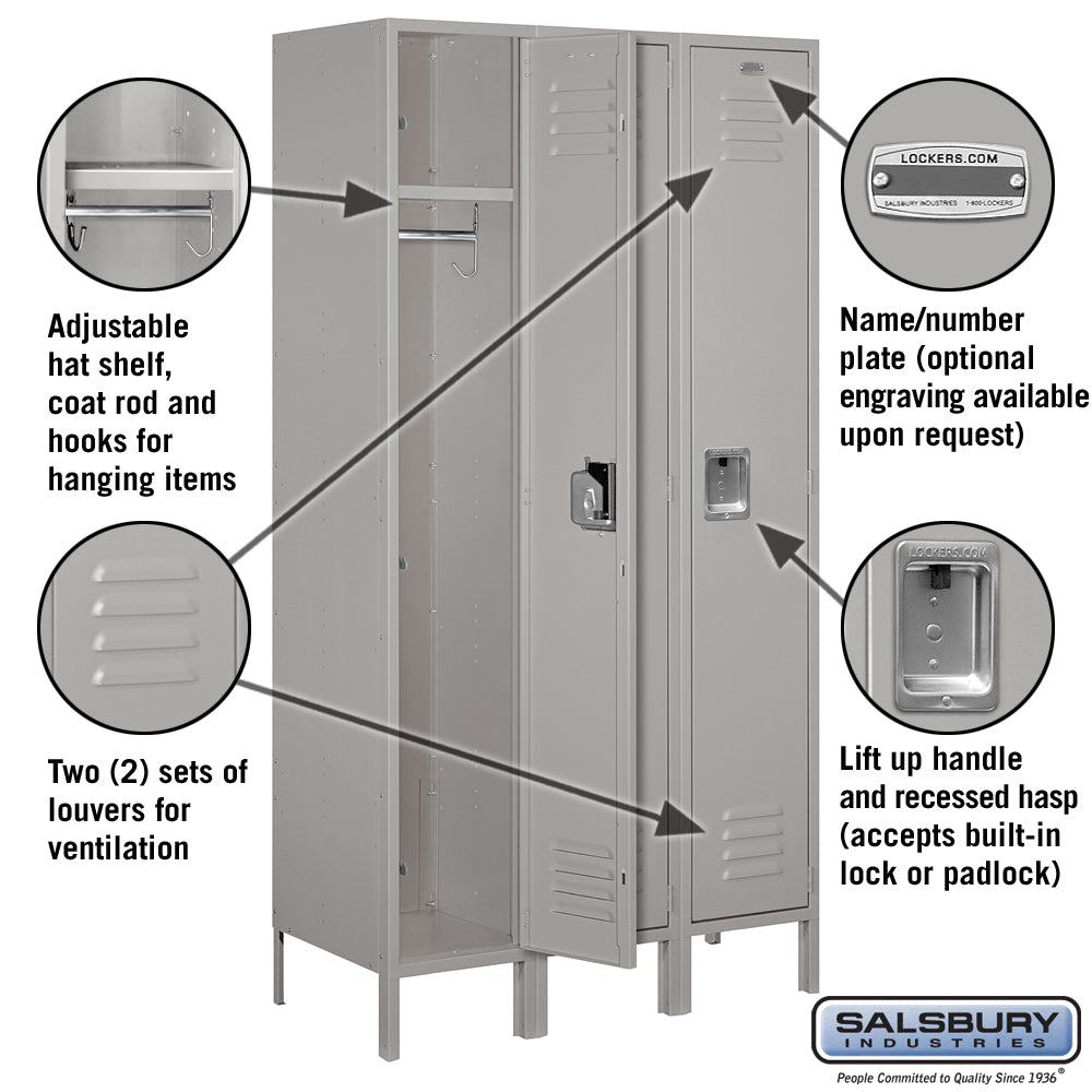 Salsbury 15" Wide Single Tier Standard Metal Locker - 3 Wide