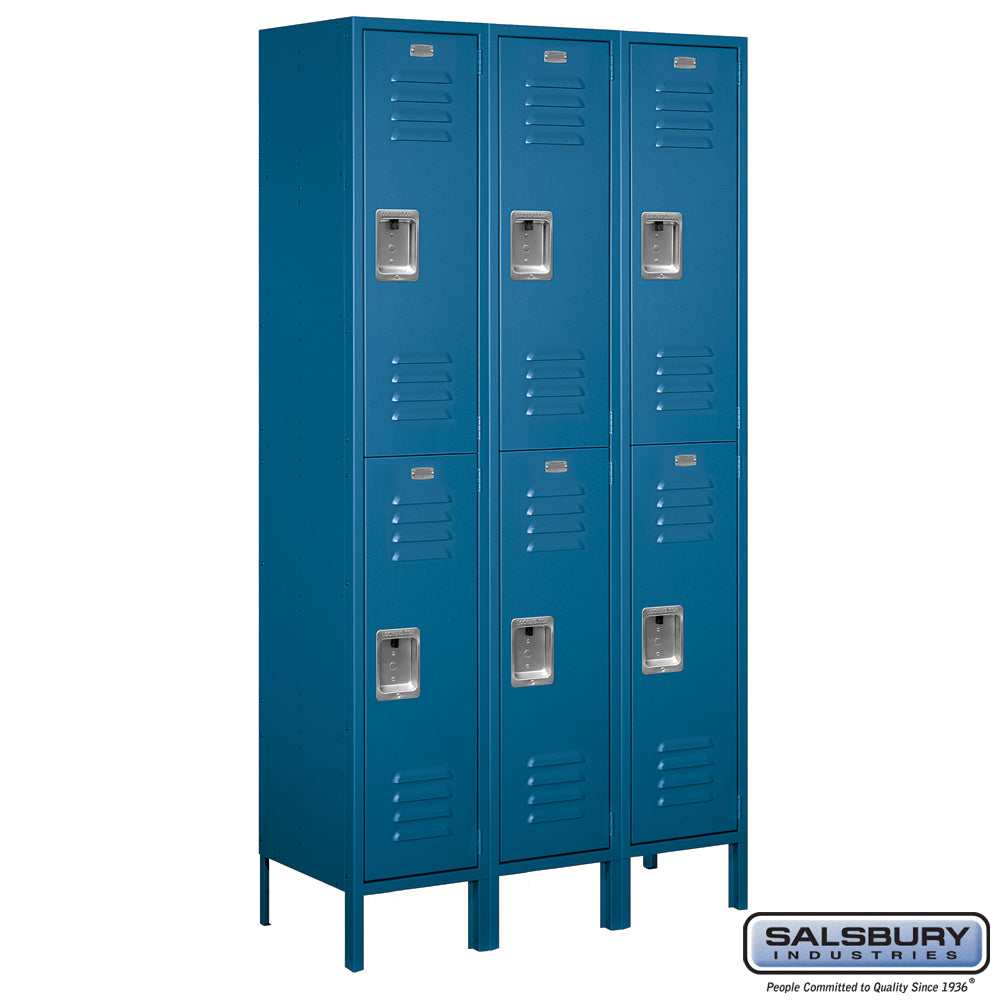 Salsbury 15" Wide Double Tier Standard Metal Lockers - 3 Wide