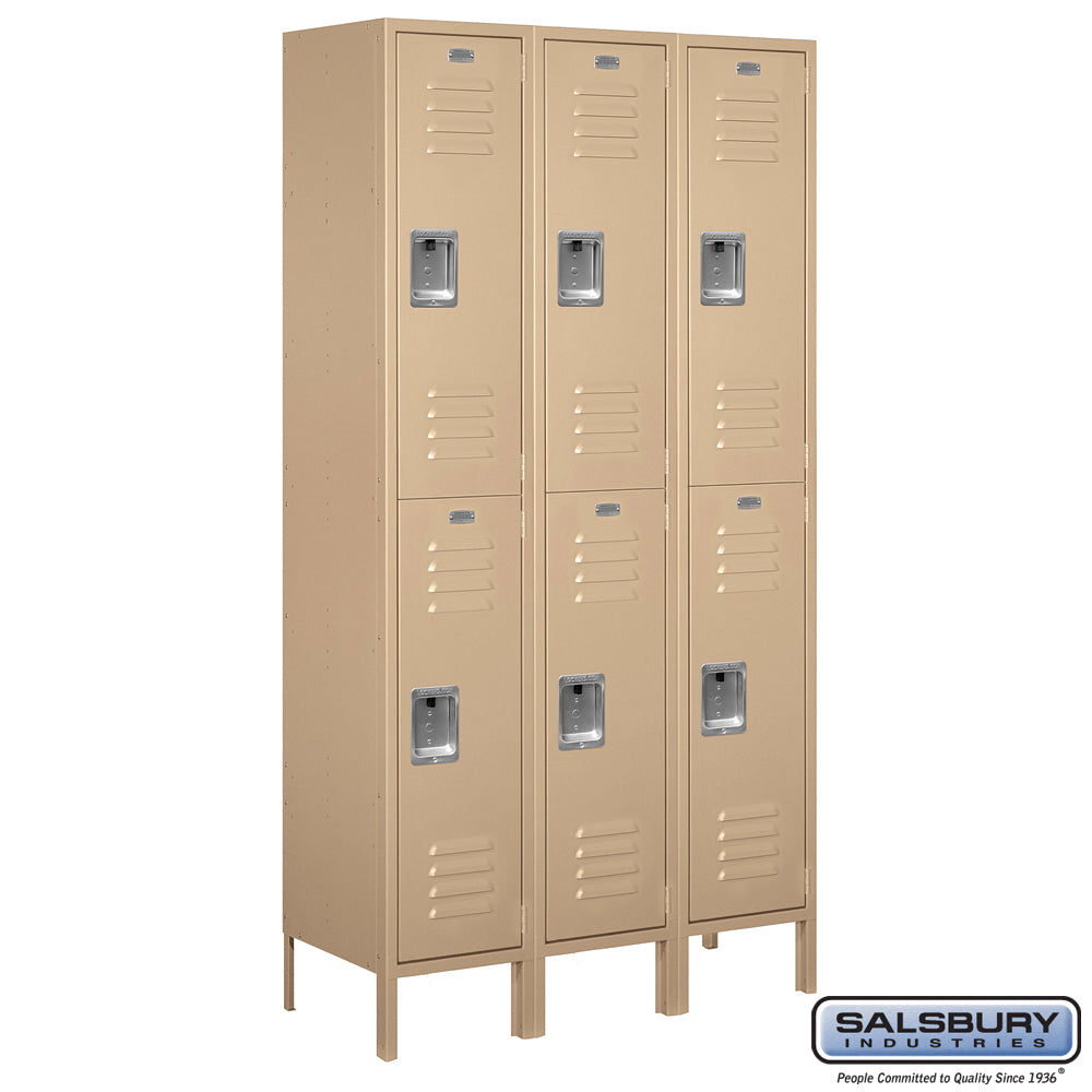Salsbury 15" Wide Double Tier Standard Metal Lockers - 3 Wide