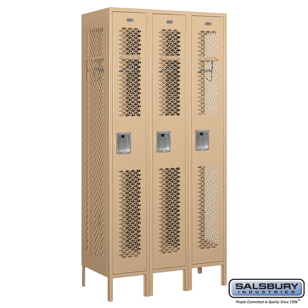 Salsbury 12" Wide Single Tier Vented Metal Locker - 3 Wide