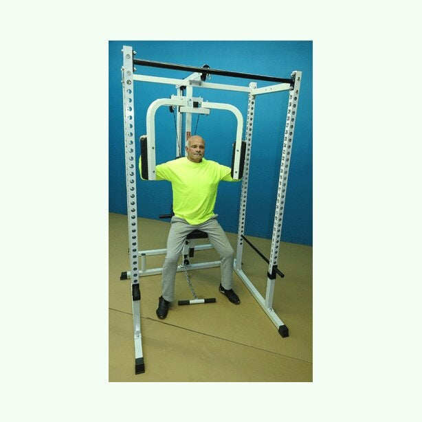 New York Barbells Power Rack Gym with DLX PEC Deck & LAT Attachment
