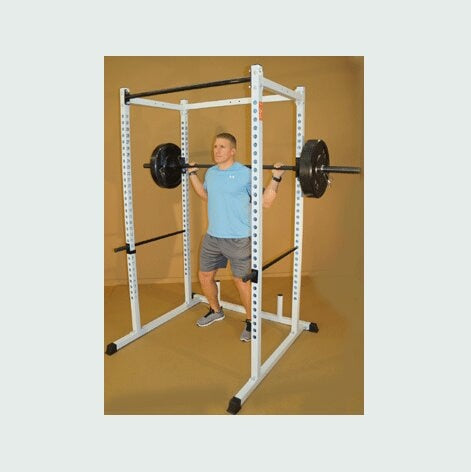 New York Barbells Power Rack With White Chin-UP Bar, Red J and Red Safety Bars