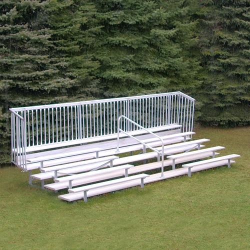 JayPro 5 Row Enclosed Bleacher w/ Guard Rail & Aisle Natural Finish