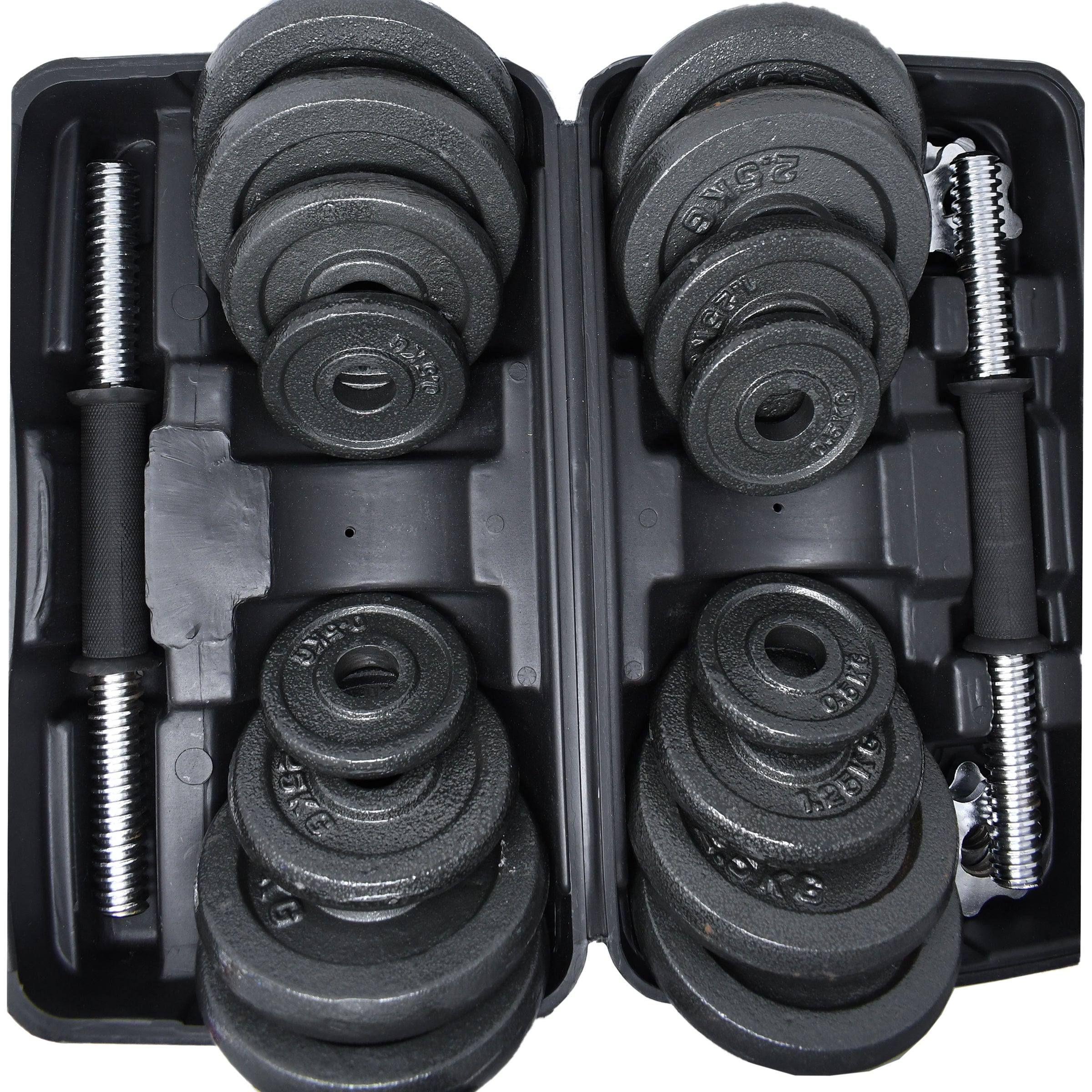 Cast Iron Adjustable Dumbbell Set for Home Gym - 66 lbs (30 kg)