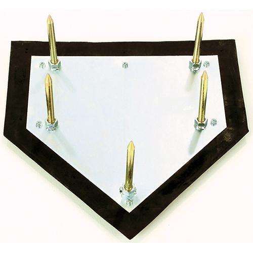 JayPro Major League home plate with zinc-plated five spikes white