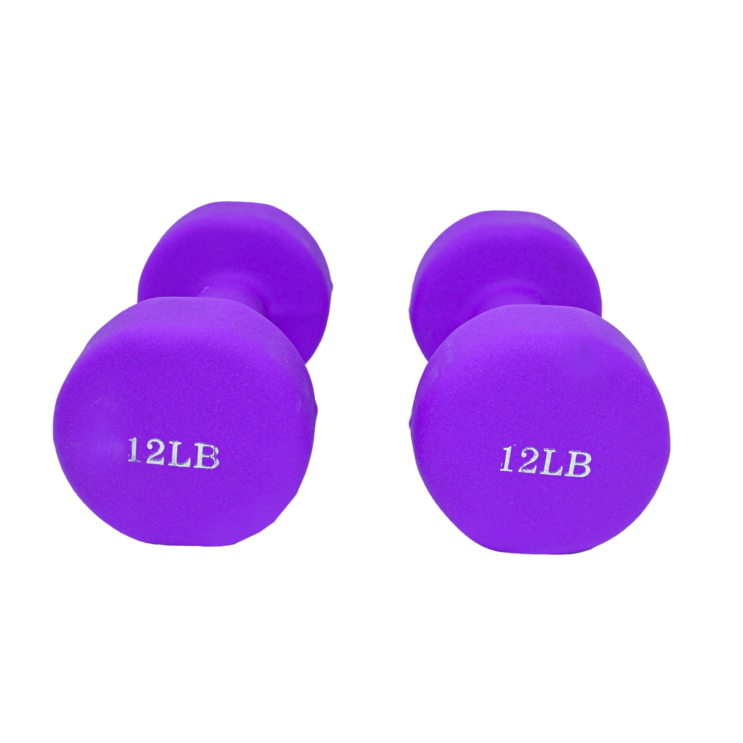 Non-Slip Hexagonal Shaped Free Weight Dumbbells - 12 lbs - Purple - Set of 2