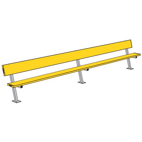 15' Player Bench w/Seat Back (Surface Mount) - Pitch Pro Direct