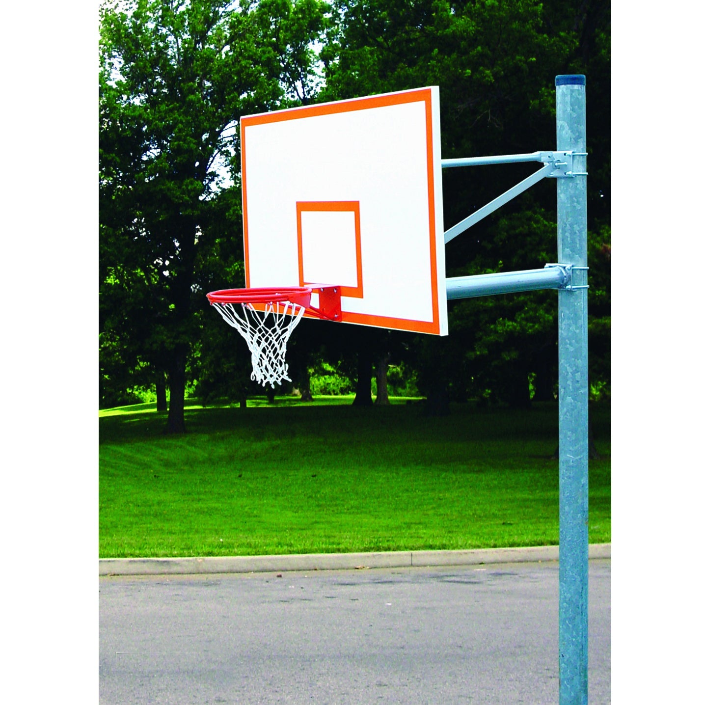 Gared Heavy Duty 5-9/16" O.D. Straight Post Marked Steel Backboard Basketball Package