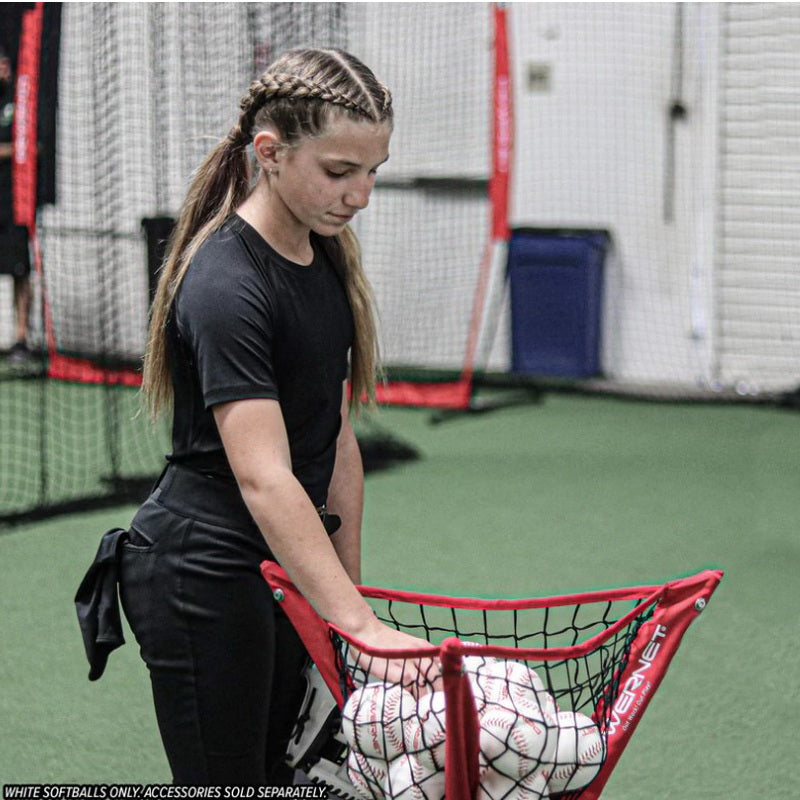 Powernet Practice Softballs 12 PK Recreation Grade with a player