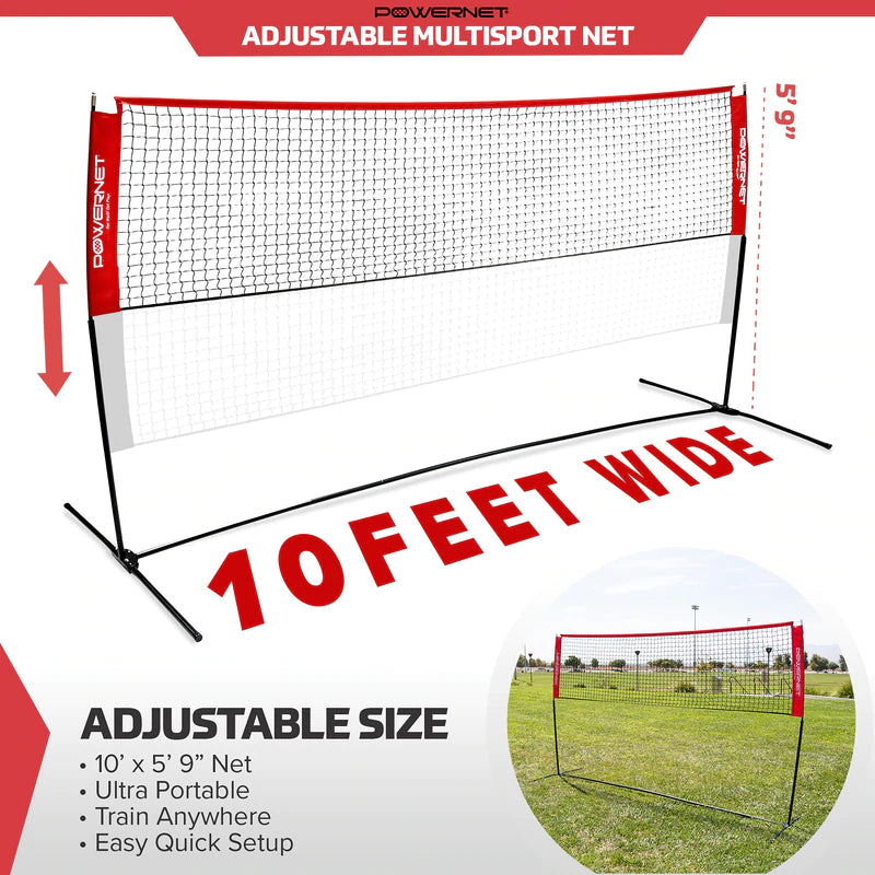 Powernet Portable Badminton, Tennis, Volleyball, Pickleball Net 10 x 3 speficications