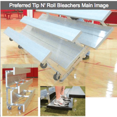 2 4 Row Preferred Tip N Roll Portable Aluminum Bleachers