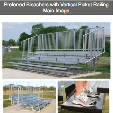 Aluminum Preferred Bleachers with Safety Railing - Pitch Pro Direct