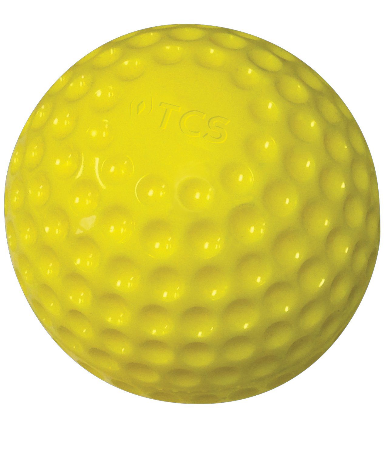 sports attack yellow dimpled softball pitching machine balls with white background