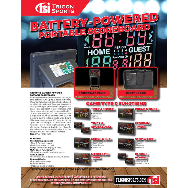 Trigon Sports Battery Operated Multi Sport Scoreboard And Timer