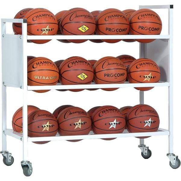 champion sports 24 basketball double wide ball cart